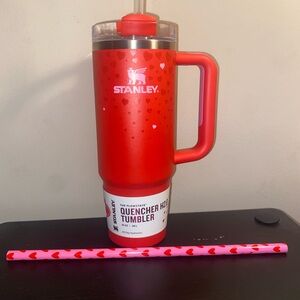 Stanley Red Heart Tumbler with Straw